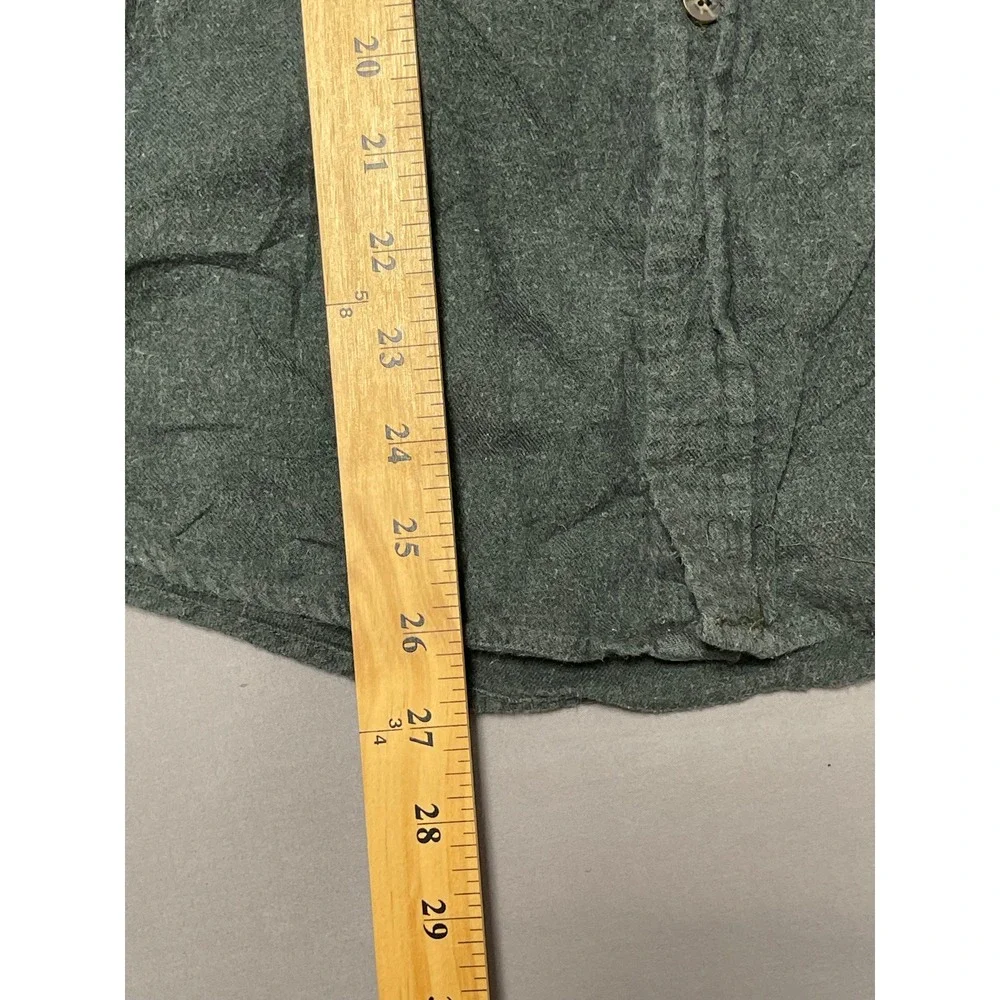 Faded Glory Originals Mens Green Cotton Flannel Button Down Shirt Large 42/44